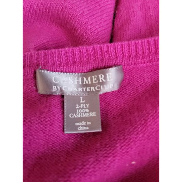 Charter Club Sweater Womens Sz Large Thin 2 Play 100% Cashmere Crewneck Magenta - Picture 7 of 8